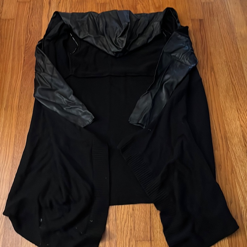 Leather sleeve/hood sweater